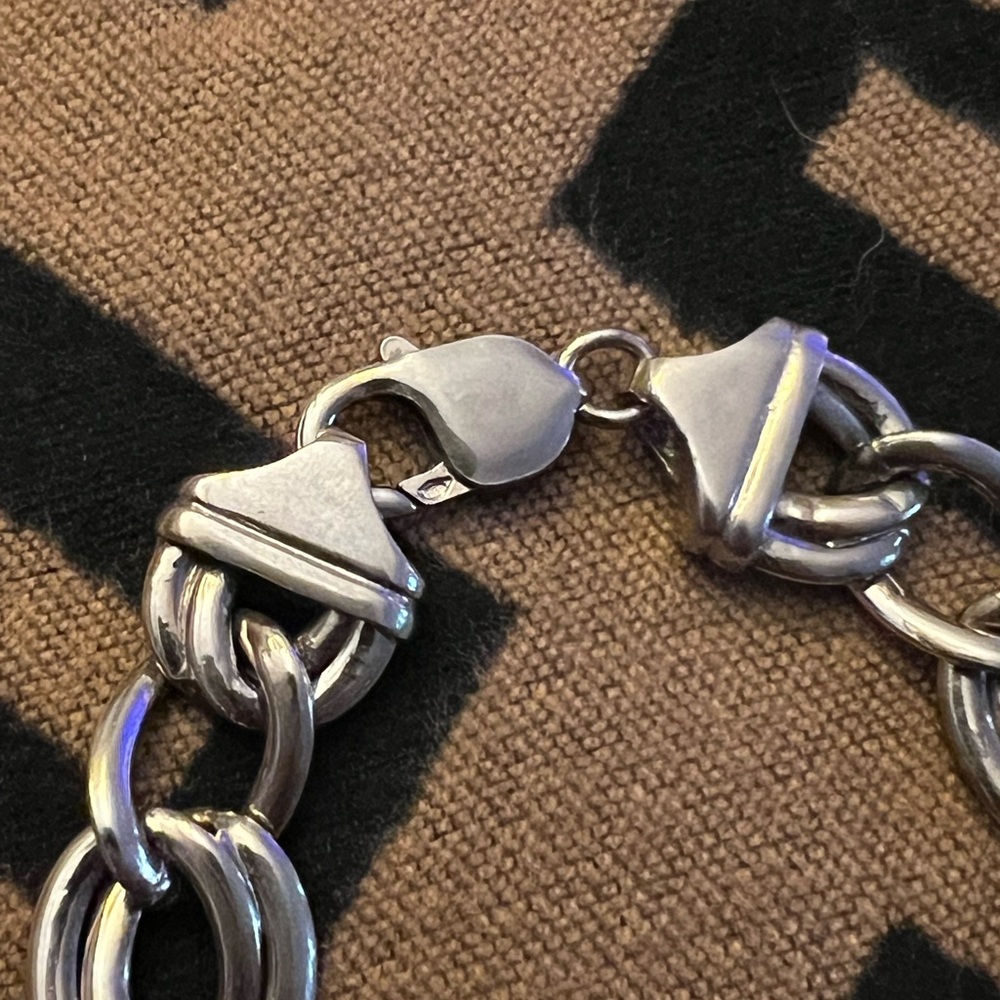 Vintage Rare Sterling Silver Large Link Charm Bracelet - Picture 2 of 8